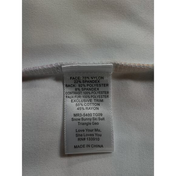 Show Me Your Mumu 'Snow Bunny' Blue Faux Fur Hood Ski Suit Size L - Picture 5 of 5